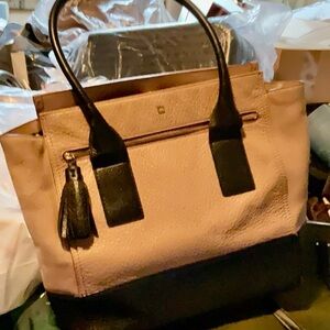 Kate Spade Tan and Black Leather Satchel